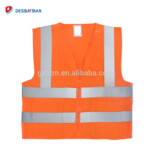 Hohe Qualität Großhandel Mens Bau Reflektierende Sicherheitswesten Hallo Vis Orange Workwear Uniformen Mit Taschen